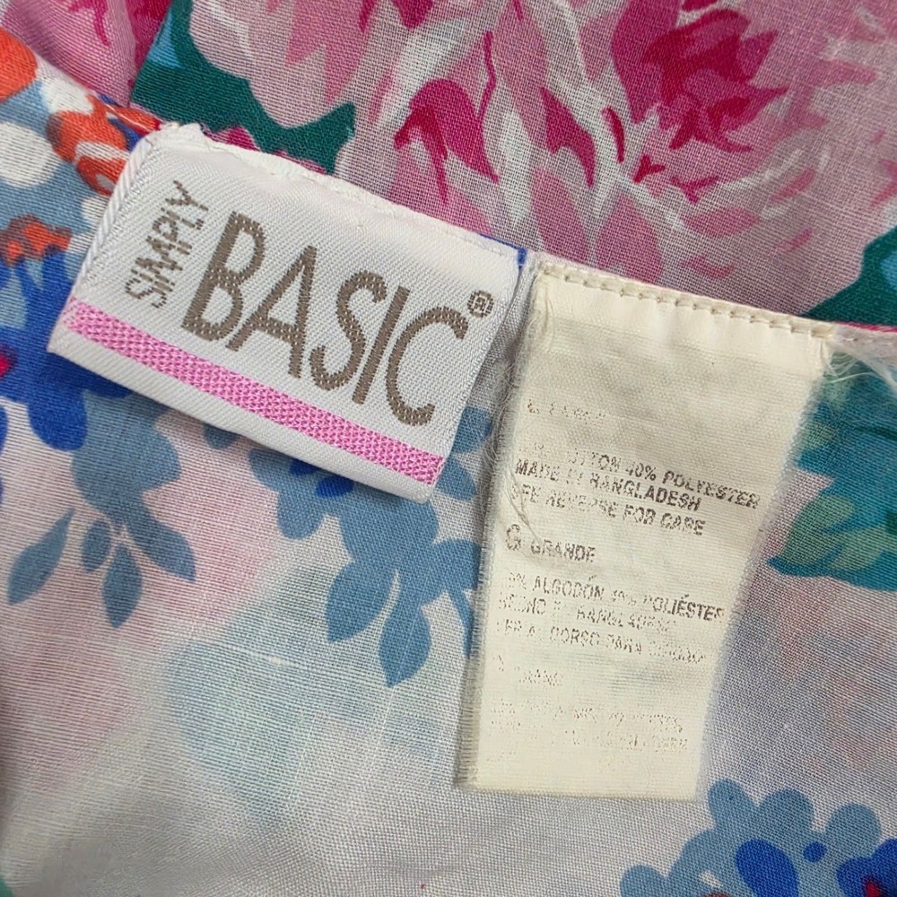 Simply Basic Vintage Floral Sleeveless Midi Dress Pink Blue White L - Picture 5 of 7